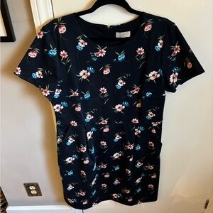 Like new, Loft outlet, navy w/ flowered pattern, mini dress w/ pockets, size 14